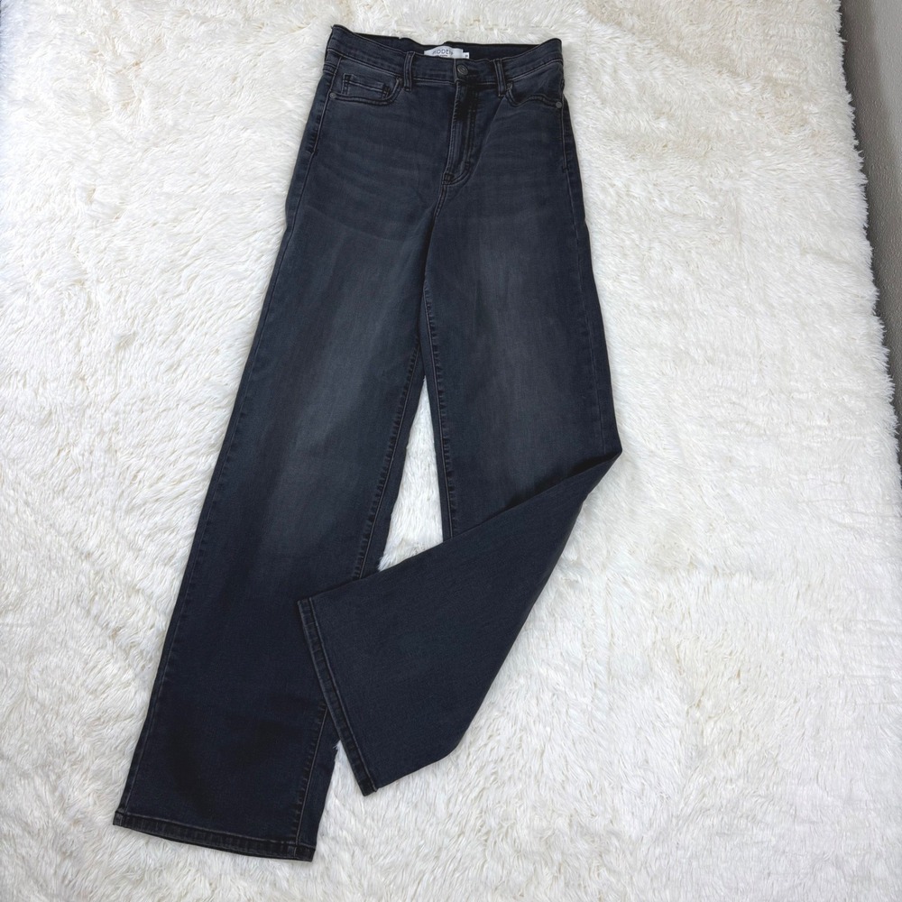 Hidden Jeans Wide Leg Women 28 Black High Rise Faded Stretch Denim